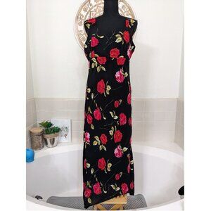 Vintage Eileen West Black Floral Dress - Size 10